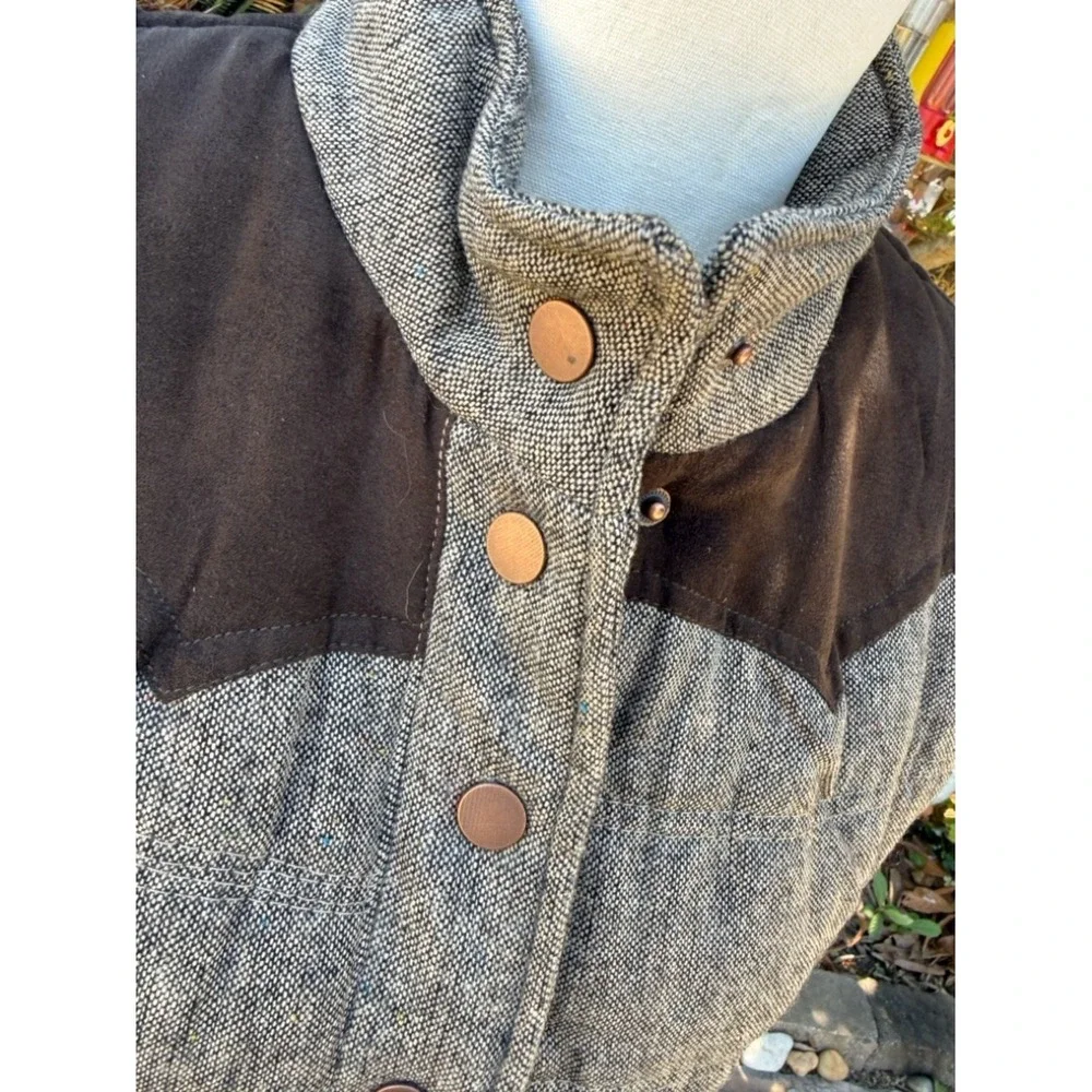 Ci Sono DV538 Gray Brown Western Wool Blend Snap Vest Size M/L